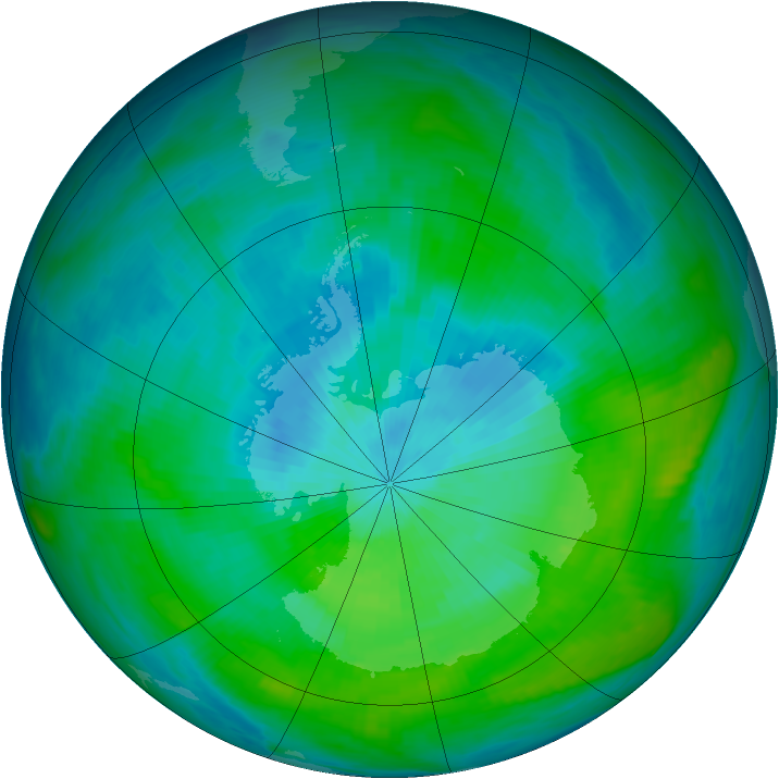 Antarctic ozone map for 27 February 1983